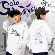2025 (พร้อมส่ง)ใหม่ Anime Solo Leveling Jin Woo ฮู้ดดี้เด็กป๋าบอล kid' hoodie ผ้า Cotton 100% ใส่สบา