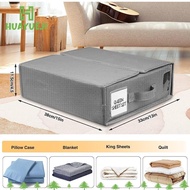 HUAYUEJI Foldable Bedding Organizer, Visible Window Bedding Storage Bed Sheet Set Storage Box, Conve