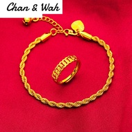 Ready Stock In Singapore Jewellery Best Friends Necklace Korea 916 Bracelet for Men +Adjustable Ring Pendant Bangle Gold