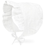 Baby Hat Bonnet Toddler Girls Fashion Princess Ruffle Muslin Lining Cap Infant Lacy Beanie, 3m 6m 12