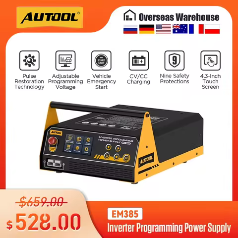 AUTOOL EM385 Programming Power Supply & Charger & Starter 400A Auto Battery Repair Real-time Car egu