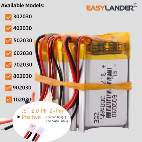 5Pcs/Lot JST2.0 2P 902030 3.7V 500mAh Li-Polymer Li-ion Battery Lipo 402030 302030 502030 602030 702