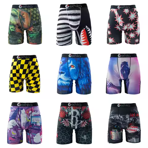 ETHIKA Men Underwear Boxers 1Pcs Breathable Mesh Crotch Man Swimming Underpants Plus Size L-3XL Mens