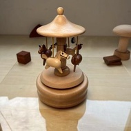 星月旋轉木馬音樂盒，創意DIY木製擺件，兒童益智玩具，生日禮物