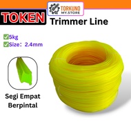 [ORIGINAL] 5KG 2.4MM TOKEN Square Twist Nylon Trimmer Line Brush Cutter Segi Empat Berpintal Tali Me
