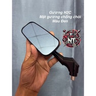 H2C BLACK MIRROR WITH CNC ALUMINUM ANTI-GLARE MIRROR FACE FULL ACCESSORIES INCLUDED WITH 4