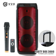 V2S Party Box 3000 Rechargeable Wireless Digital Audio Speaker SystemTrolley Type With Wireless Mic