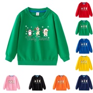 8 Colors Kids Christmas Cartoon Long Sleeve Cotton Crewneck  Sweatshirt Christmas Gift FA008