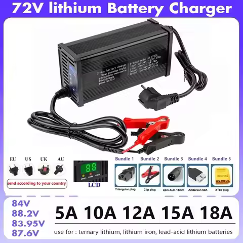 72V 20S 84V Smart Lifepo4 Battery Charger 110V-220V 5A 8A 10A 12A 15A 20A High Power Charger For Lit