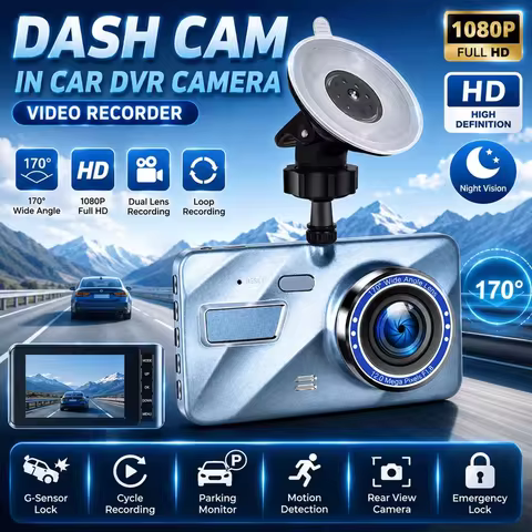 1080P Dual-Lens Dash Cam｜4.0" IPS Screen｜G-Sensor｜Night Vision｜24H Parking Mode｜SD Card Not Included