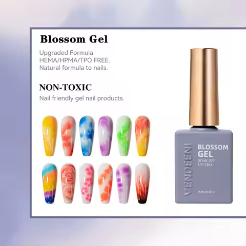 Vendeeni 15ml Clear Bloom Function Gel Nail Polish Gradient Effect Blooming Gel Polish Top Coat Gel 