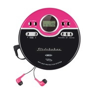 Studebaker Pink Retro Portable CD Player | CD-R/RW MP3 Playback | Programmable Personal CD Player | 