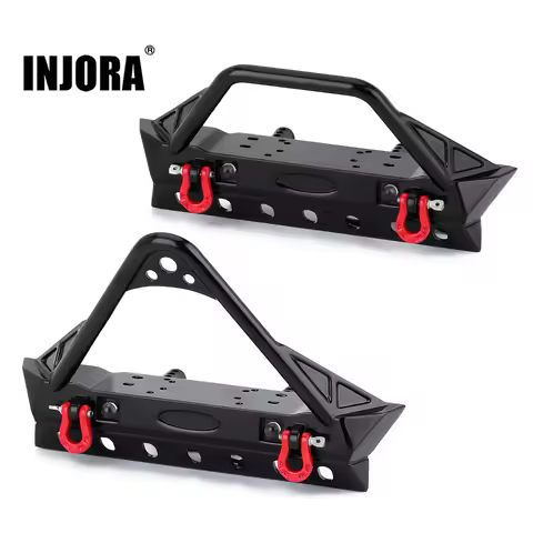 INJORA Metal Front Bumper with Lights for 1/10 RC Crawler Axial SCX10 90046 SCX10 III AXI03007 AXI03