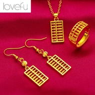 Saudi Gold 18k Pawnable Legit Necklace/Abacus Ring Earrings Necklace Set for Women