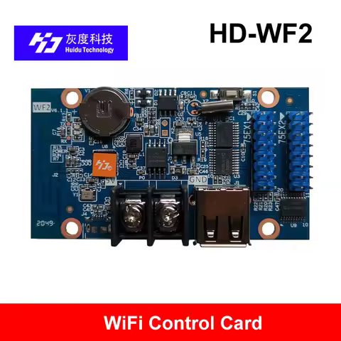 huidu WF2 HD-WF2 Asynchronous 768W*64H Pixels 2*HUB75 RGB Seven Color Small LED Display WIFI Control