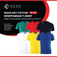 ENZO APPAREL Clearance Quick Dry Cotton Round Neck T-Shirt Unisex 180gsm Adult Plain Cotton Polyeste