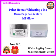 [PAKET 2 IN 1] Paket Whitening MS Glow 2 in 1 / Whitening Series MS Glow / Whitening Day Cream Ms Glow + Whitening Night Cream Ms Glow / Krim Pagi dan Malam Whitening Series Ms Glow