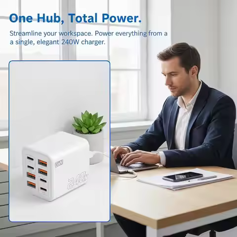 240W GaN USB C Charger 8 In 1 Universal Charging Adapter High Power GaN Charger For Smart Devices Ho