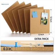hhuue12inch X 12inch Cork Tiles, 6 Pack Cork Boards for Wall with Safe Removable Adhesive Tabs, Larg