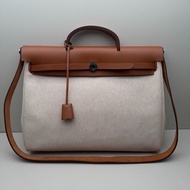Hermes 愛馬仕 herbag39  手提包單肩包 銀棕   底長39cm。