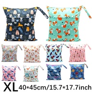 waterproof wet bag diaper bag XL 40*45cm double zipper printed diaper storage bag diaper bag