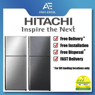 (Bulky) HITACHI R-VX410PMS9 340L BRILLIANT SILVER/BLACK STYLISH TOP FREEZER REFRIGERATOR