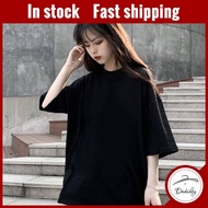 Fesyen Baju Raya Wanita Terkini Five-Point Sleeve T-Shirt - Black/White