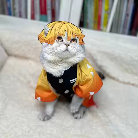 Halloween Pets Cosplay Costume Zenitsu Pet Cosplay Spring Summer Cat Clothing Cute Kitten Cat Clothe