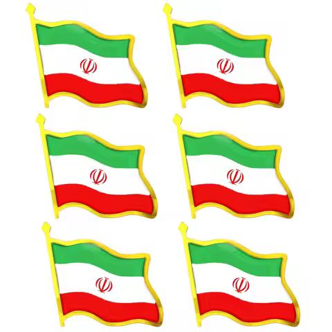 YILUOCD 6PCS Iran Persia Flag Lapel Pins Bulk Metal Persian Iranian Sun Flag Brooches Set Souvenir S