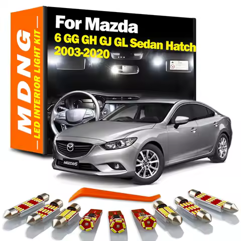MDNG LED Indoor Bulbs Interior Map Sunvisor Reading Light Kit For Mazda 6 GG GH GJ GL Sedan Hatch 20