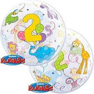 22" Qualatex Happy 2nd Birthday Smiling Zoo Animals