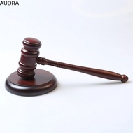 AUDRA Wooden Judge Hammer, High Quality with Sound Block Wood Adjudgement Gavel, Durable Long Handle