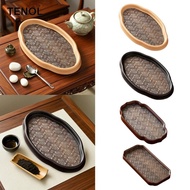 [TENOL] Glass Tray with Begonia Flower, Home Decoration, Storage Tray for Guest Room