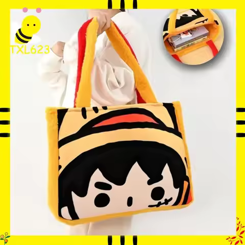 Cartoon One Piece Monkey D Luffy Shoulder Bag Large Capacity Canvas Tote Bags, Anime Peripheral Cros