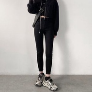 修身小腳牛仔褲女 高腰彈力顯瘦 煙管褲 百搭貼身 春秋新款- 黑色九分 25