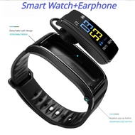 Smart Earphone Watch Fitness Sleep Blood Pressure Heart Rate Monitor Step Counter Smartwatch Call Reminder Calories Full Screen Touch