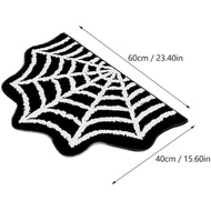 Spider Web Bath Mat, Gothic Halloween Rug, 15.7"x23.6" Black Washable Non-Slip Goth Bath Mat Decors 
