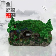 Aquarium Fish Tank Hideaway Cave, Hobbit Creative Garden Small House, Fish & Shrimp Hideaway Nest, L