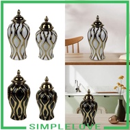 [Simple] Porcelain Ginger Jar Temple Jar Multipurpose Ceramic Ginger Jar Vase with Lid Flower Vase G