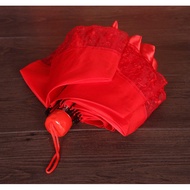 payung lipat Perlengkapan perkahwinan, payung pengantin, payung merah, renda, payung merah, payung l