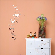 25PCS/1Set 3D Butterfly Mirror Wall Sticker Home Decorations DIY Silver Gold Black Large Decals HT16