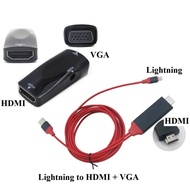 Combo Cáp Lightning to HDMI + VGA cho IPhone Ipad kết nối Máy chiếu Tivi