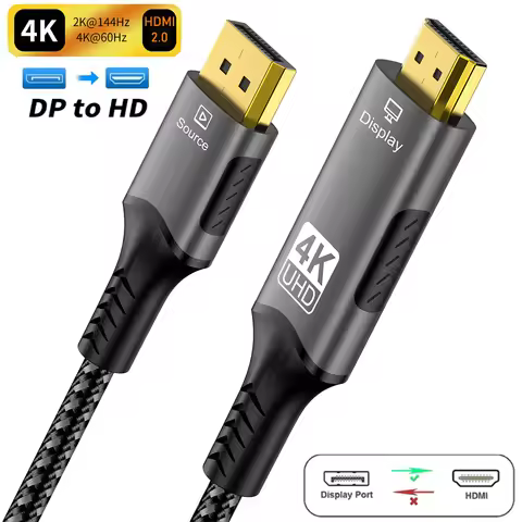 4K 60Hz DisplayPort to HDMI Cable dp1.2 to hdmi2.0 Video Audio Cable for pc projectors Laptop HP Del