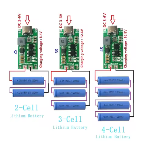 Multi-Cell 2S 3S 4S Type-C To 8.4V 12.6V 16.8V Step-Up Boost LiPo Polymer Li-Ion Charger 7.4V 11.1V 