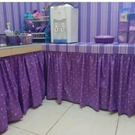 meja motif dapur polka kolong Gorden ungu