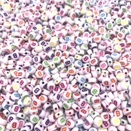 Lz 100Pcs 4*7mm Flat Round Letter Beads White Background Color Words 26 Single Letters For DIY Jewel