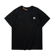 Carhartt K87 Carhartt เสื้อยืดมีกระเป๋าแขนสั้นสำหรับผู้ชายเรียบง่ายแมทช์ลุคง่ายผ้าฝ้ายแท้ทรงหลวมแฟชั
