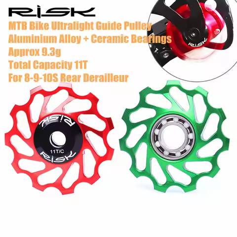 RISK Alloy Ceramic Bearings Bicycle Rear Derailleur Jockey Wheel MTB Road Bike Ultralight Guide Pull