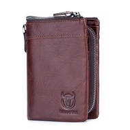 BULLCAPTAIN Genuine Leather Wallet Men Coin Purse Card Holder Men Wallet Zipper Design Male Ballet Clamp For Money Bag