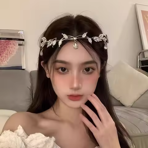 Leaves Water Droplets Zircon Headbands Sparkling Crowns Elegant Luxurious Rhinestones Princess Hair 